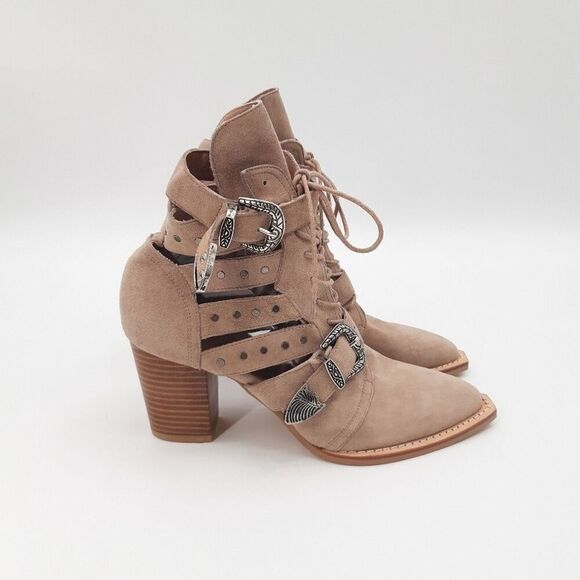 Silent D | Anthro La Festive Ankle Boot in Tan Suede - 41 / 10 - Picture 3 of 11
